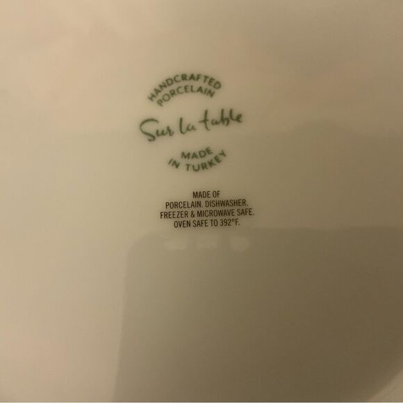 New Sur la Table Turkey WHITE Rim Dinner Plate 10 5/8" set of 2 - Picture 5 of 6